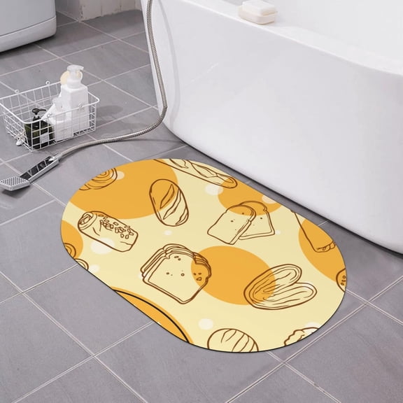 Star Baker Bath Mat Bread Pattern Diatomaceous Earth Bathroom Rugs Absorbent Stone Bath Mat Fast Drying Shower Rug Non Slip Doormat 15.7" x 23.6"
