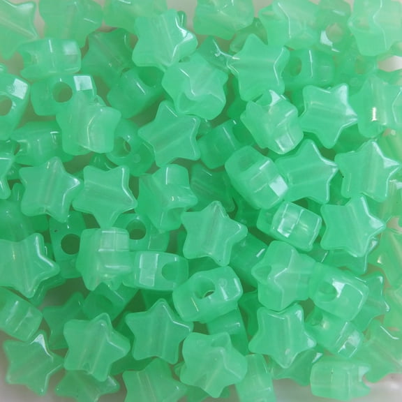 Star Beads Green Nightglow Glow in The Dark 13mm Pony Beads Large Hole