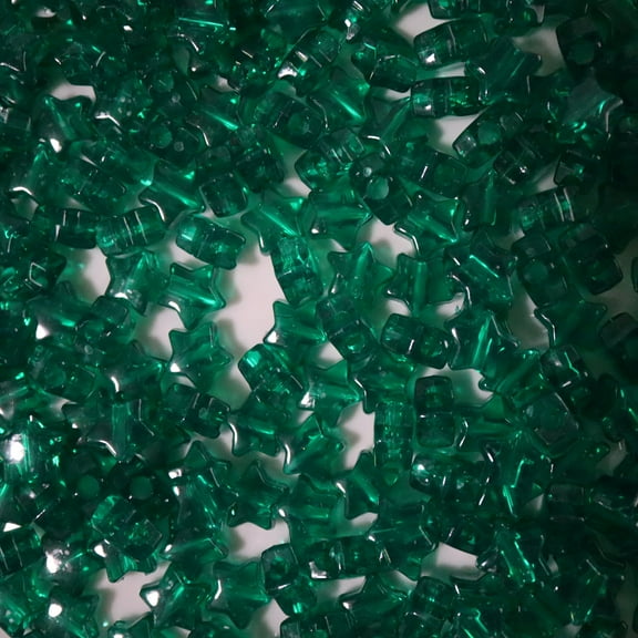 Star Beads Green Transparent 13mm Pony Beads Large Hole Made in USA
