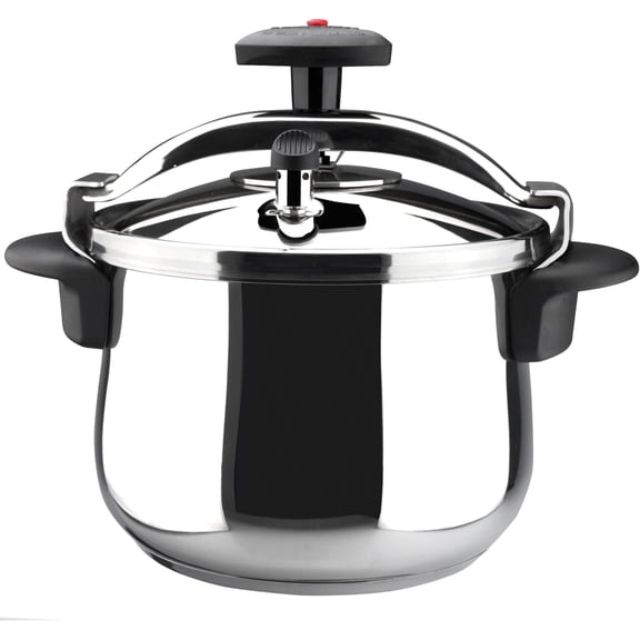 Star Belly Pressure Cooker 6.3 Qt 18/10 Stainless Steel, Rounded Bottom, 3 Safety Systems, Works on All Stovetops Including Induction, 8 PSI