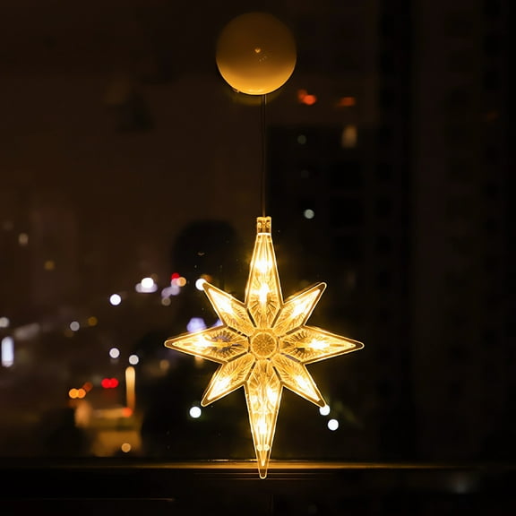 Star of Bethlehem 10.62inch Christmas Star Lights Window Decoration Lights LED Christmas Silhouette Hanging Window Lights with Suction Cups for Xmas Tree Star Lights for Xmas