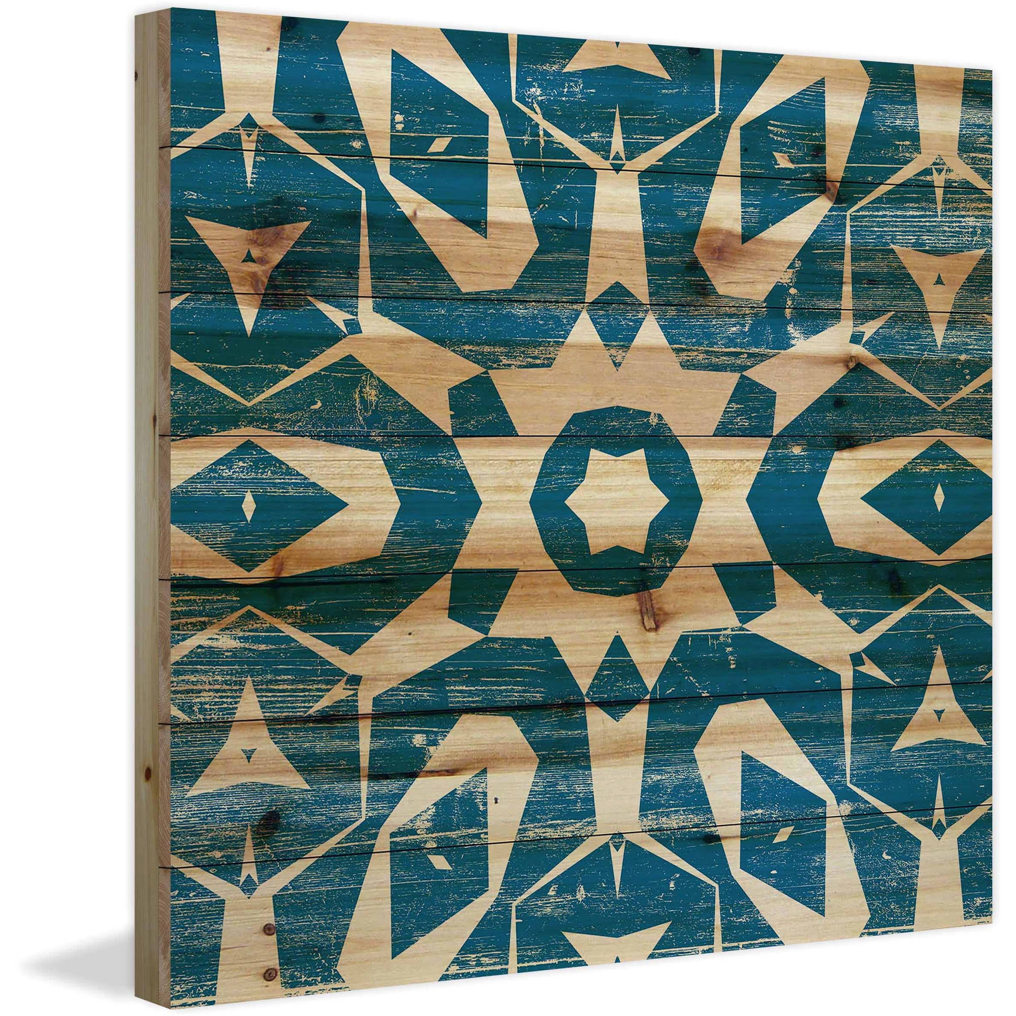 "Star Bloom" Painting Print on Natural Pine Wood