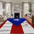 thumbnail image 1 of Star Blue Triangle Washable Area Rug 5 x 7 ft Red White Striped Puerto Flag Vintage, Soft Non Slip Rugs Stain Repellent Indoor Felt Carpet for Living Dining Room Bedroom Home Office, 1 of 9