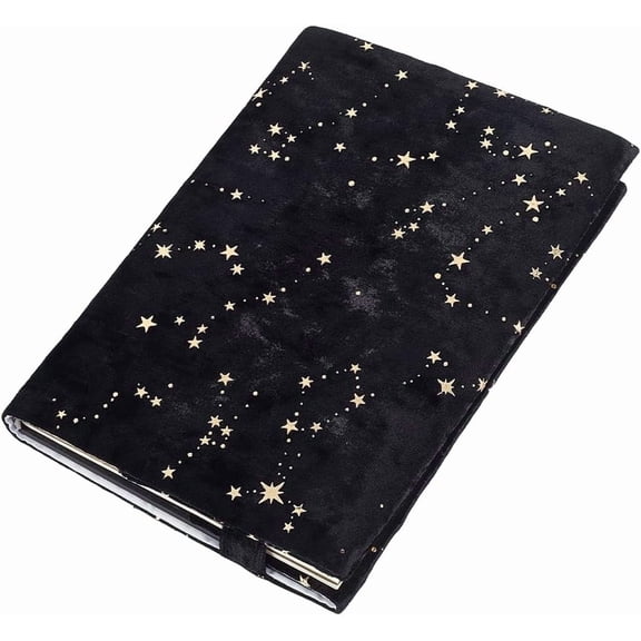 Star Book Sleeve Velvet Book Cover 12.7 x 8.5 Inch Black Reusable Washable Pattern Decorative Notebook Paperback Wrap Protector Suitable for Textbook Bookish Readers Classmate Accessories Black