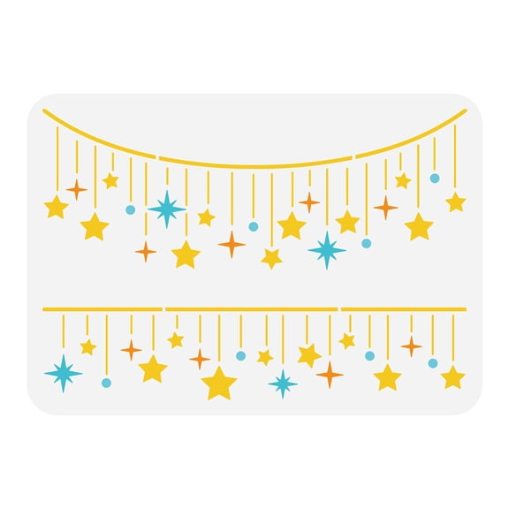 Star Border Stencil 8.3x11.7inch Reusable 2 Styles Star Tassel Pattern Painting Template DIY Craft Star Curtain Decoration Stencil