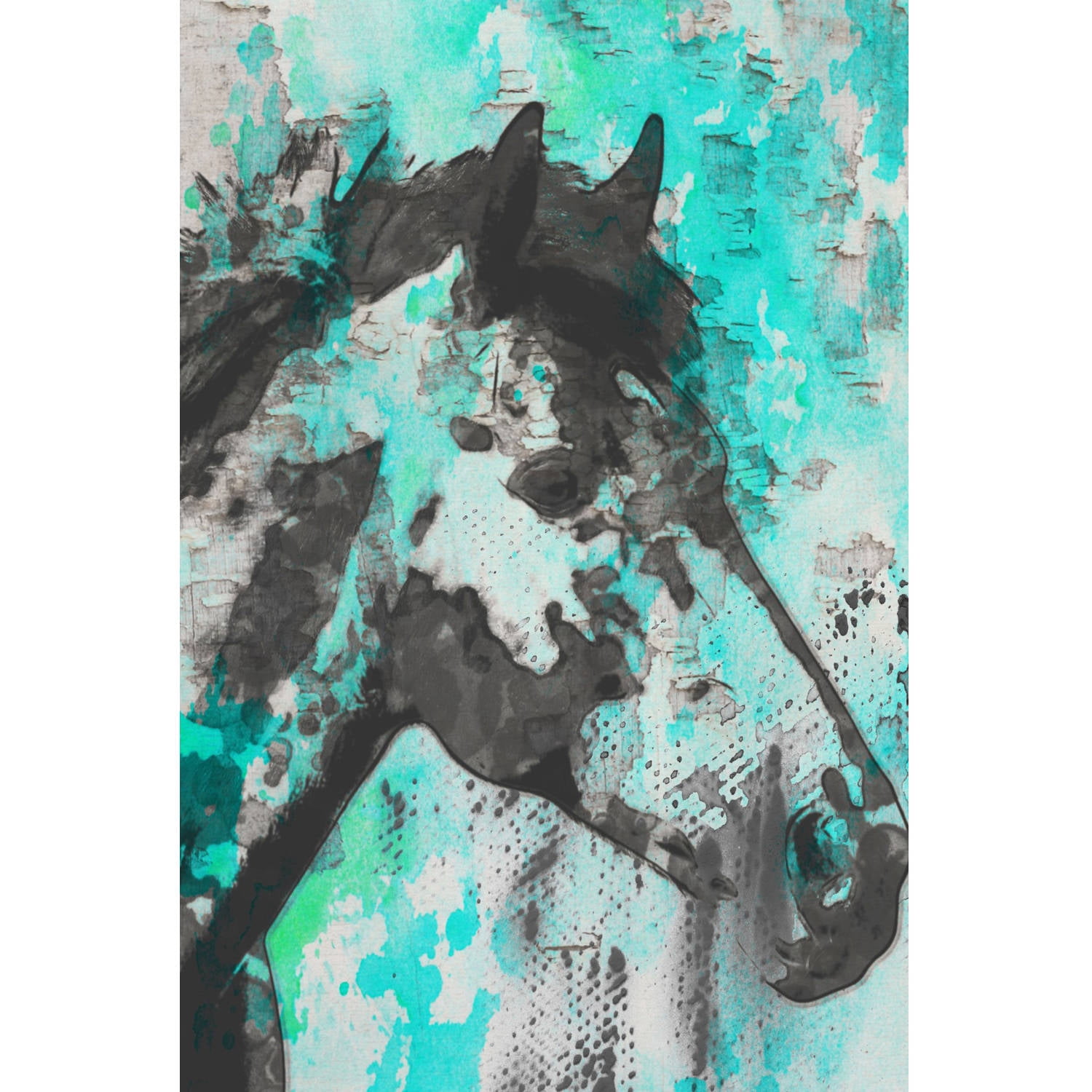 "Star Bright Aqua" Painting Print on Wrapped Canvas