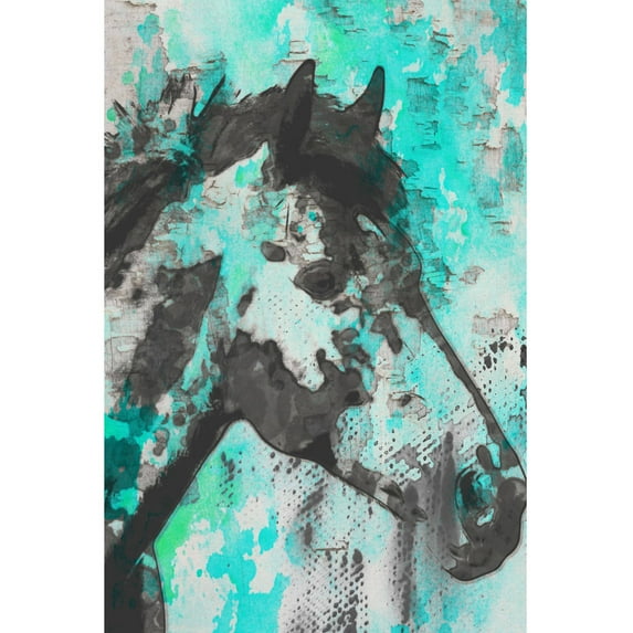 "Star Bright Aqua" Painting Print on Wrapped Canvas