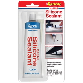 STAR BRITE Marine Silicone Sealant - Clear 2.8 Oz - Waterproof, Durable, UV Resistant, for Fiberglass, Metal, Wood, Glass, Ceramic & More (082102P)