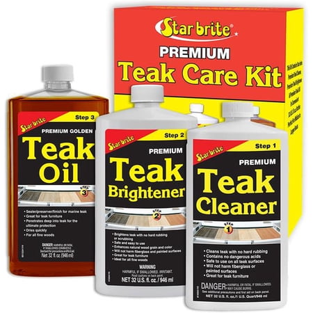 star brite premium teak care kit - 3 easy-to-use 32 oz products to restore, beautify & protect marine teak