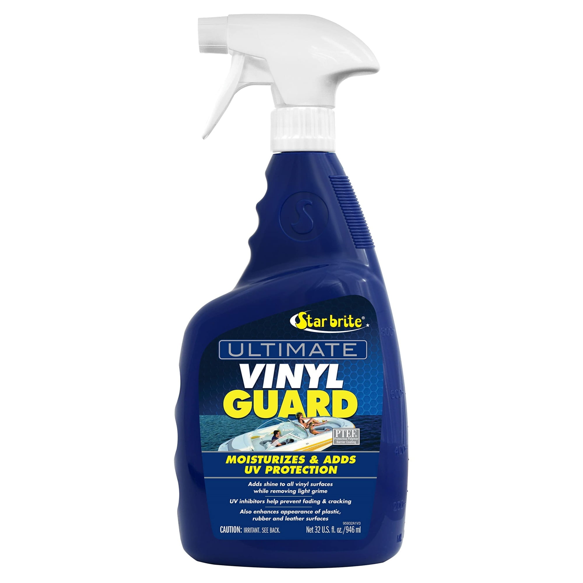 STAR BRITE Ultimate Vinyl Guard - Spray on Protection & Shine - Prevent Fading & Cracking - Keep Vinyl, Leather, Plastic & Rubber - 32 OZ (095932),blue
