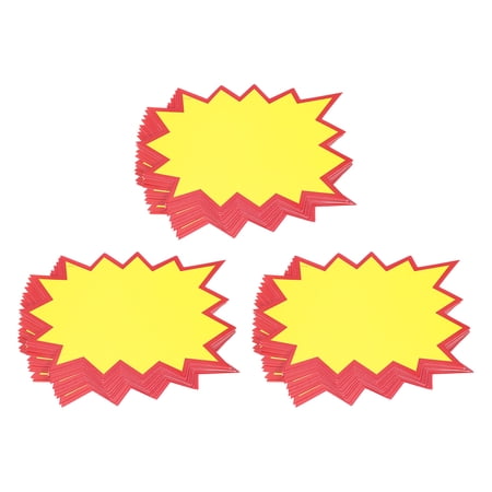 Star Burst Blank Star Burst Signs Price Tags 7 x 5.5 Inch Red Border Yellow Color for Retail Sales Pricing 30 Pcs