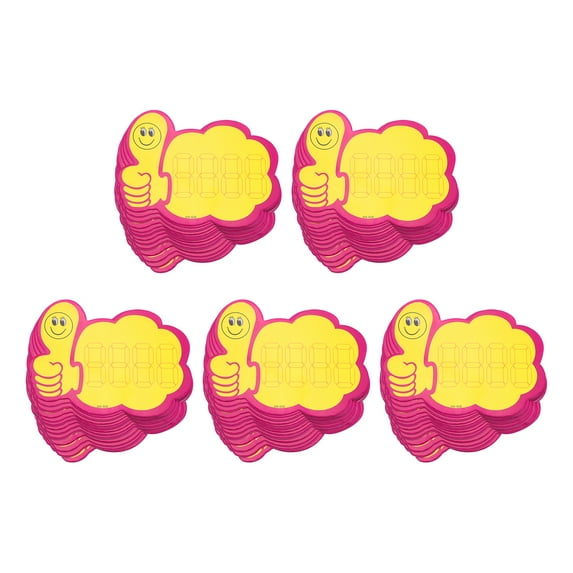 Star Burst Thumb Signs Price Tags 3.5 x 2.8 Inch Pink Border Yellow Color for Retail Sales Pricing 50 Pcs