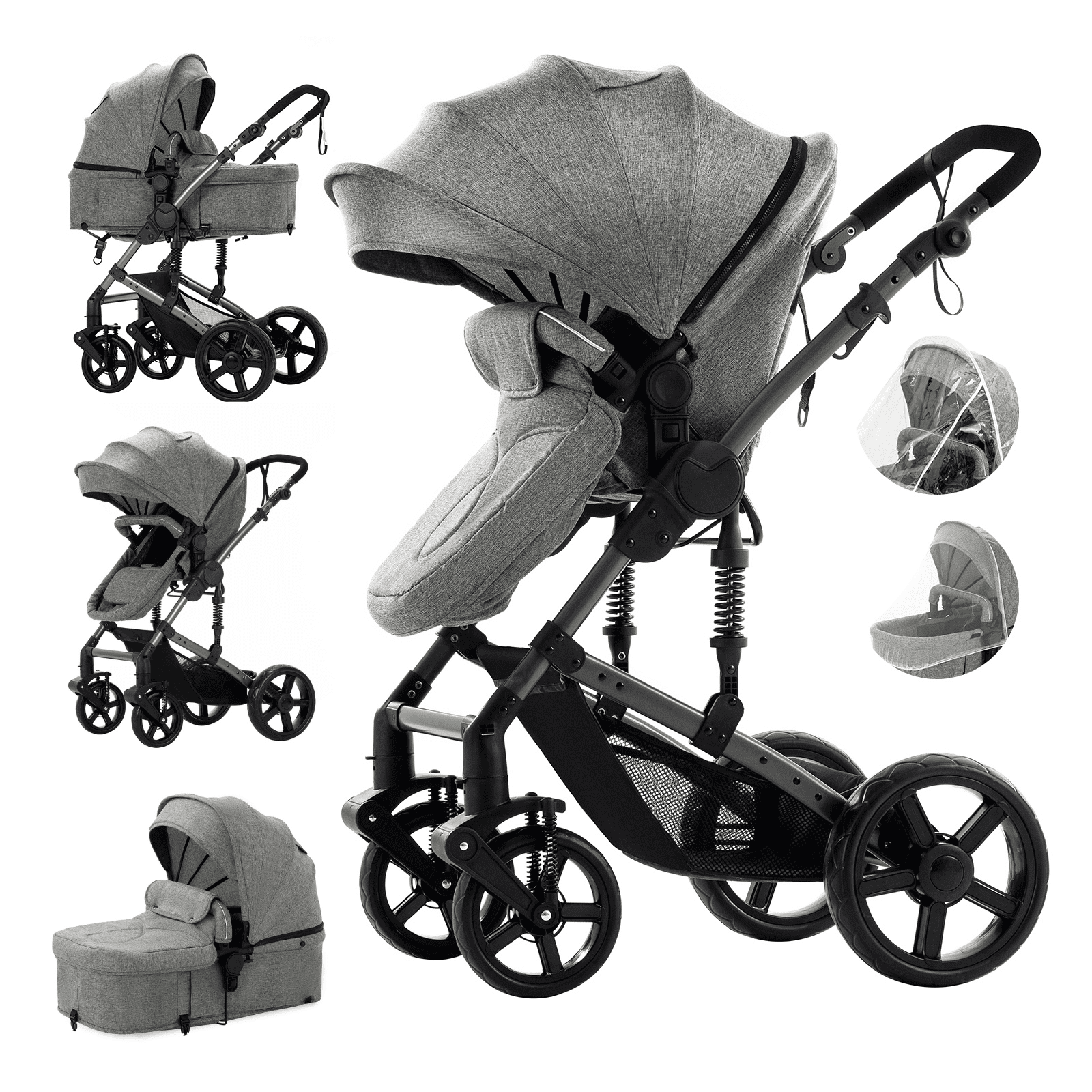 Star_Byul Convertible Baby Stroller Foldable Baby Carriage for Newborns to Toddlers,Unisex,GREY