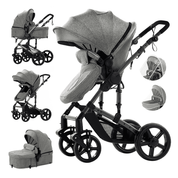 Star_Byul Convertible Baby Stroller Foldable Baby Carriage for Newborns to Toddlers,Unisex,GREY