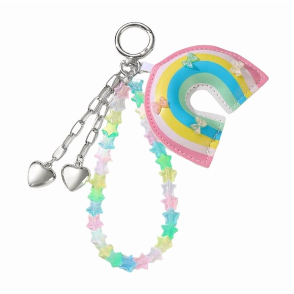 Star Car Key Chains Rainbow Keychain Heart Keyring Bag Charm Handbag Charm Braided Rope Keyholders Bag Pendant Ornaments