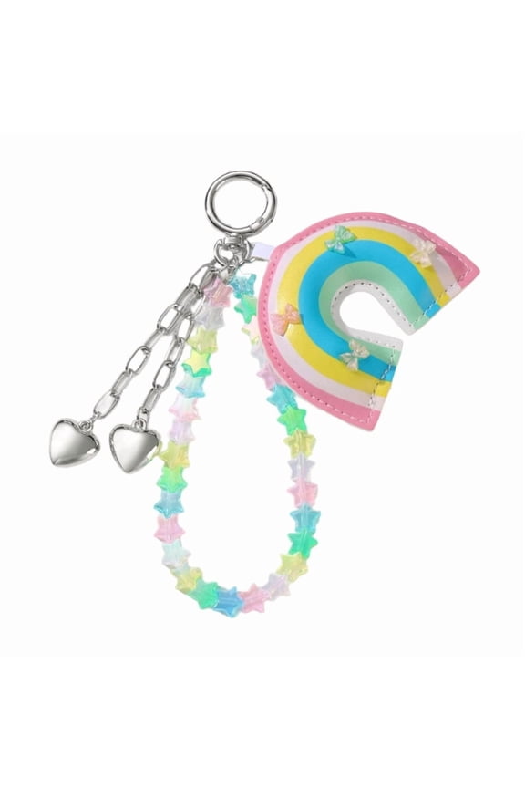 Star Car Key Chains Rainbow Keychain Heart Keyring Bag Charm Handbag Charm Braided Rope Keyholders Bag Pendant Ornaments