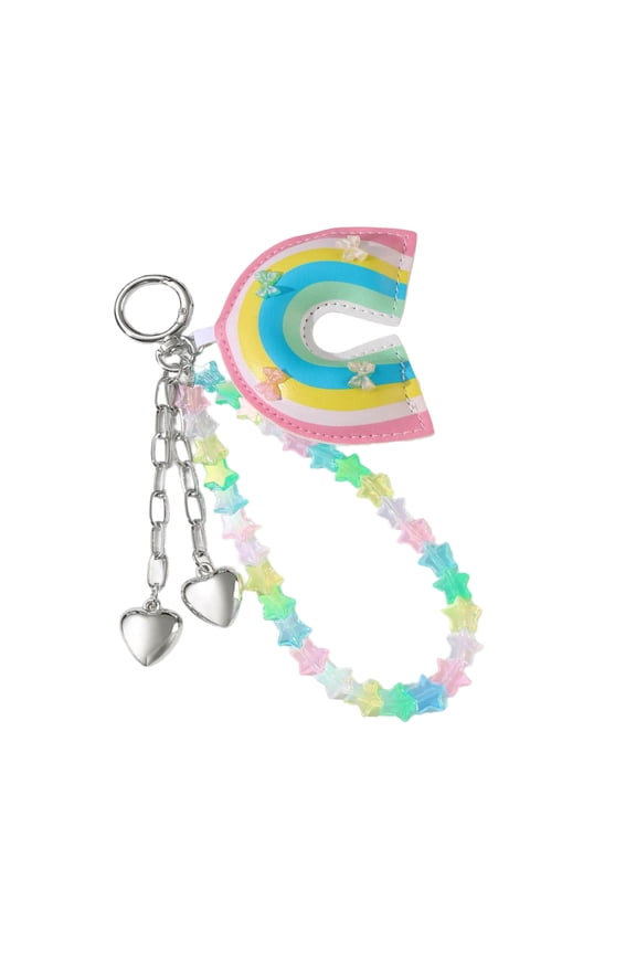 Star Car Key Chains Rainbow Keychain Heart Keyring Bag Charm Handbag Charm Braided Rope Keyholders Bag Pendant Ornaments