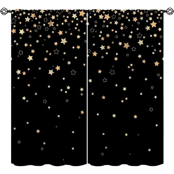 Star Celestial Curtain, Space Funny Fantasy Galaxy Starry Night Window Curtain for Kids Bedroom Nursery Toddler Room 53"W x 63"L (Pack of 2)