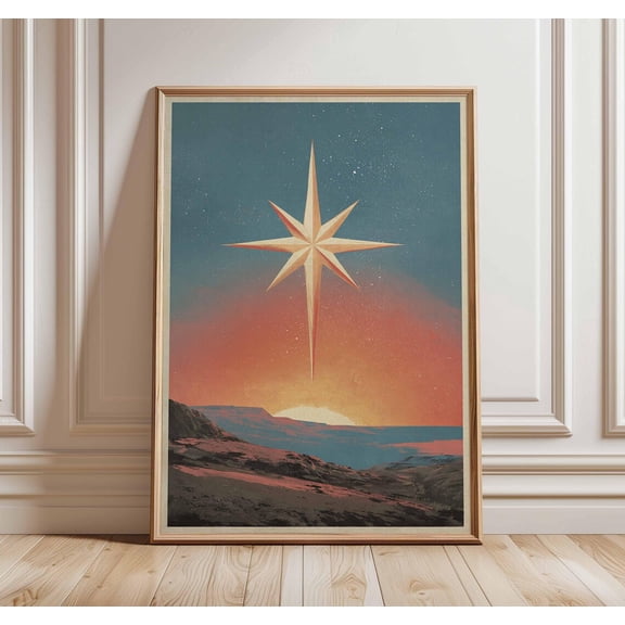 Star Celestial Modern Night Sky Cosmic Landscape Spiritual Artwork Unframed Paper Print
