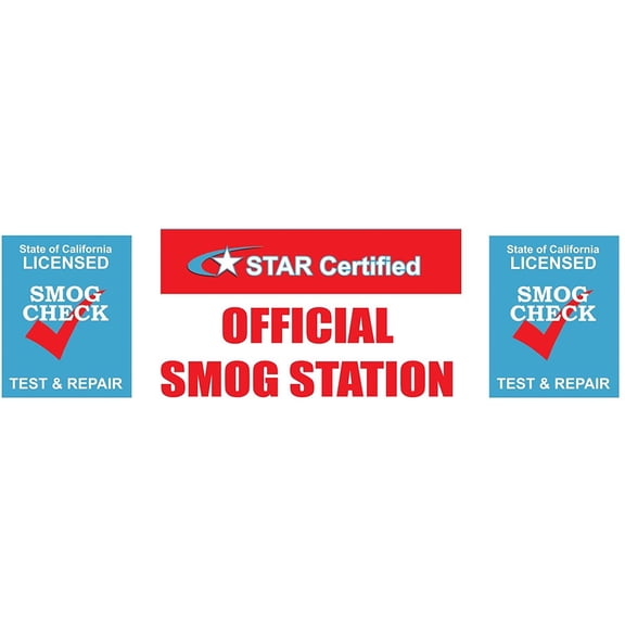 Star Certified 3x10 Foot Smog Check Test and Repair Vinyl Banner, Alternative to Smog Check Feather Flag