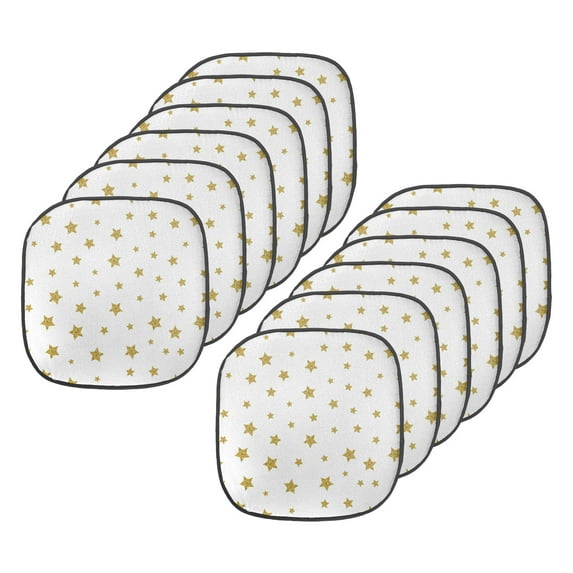 Star Chair Seating Cushion Set of 12, Stars Pattern Illustration Creative Birthday Bachelorette Themed Print, Seat Pads for Office with Anti-slip Backing, 16"x16", Yellow and White, by Ambesonne