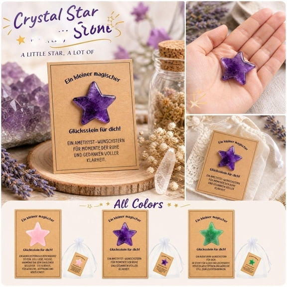Star Charm 1 Inch Semi-Precious Stone Luck Charm Back to School Gift for Students Polished Translucent Purple Gemstone Charm Pendant for Jewelry Making Beading Supply Wire