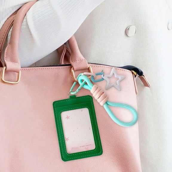 Star Charm Card Holder, Cute Id Badge Holder, 3 Inch Photo Card Case for Students, Great for Bus Pass, Meal Card & Id Cards, Hanging Loop Design, Easy To Attach To Keys Or Bag