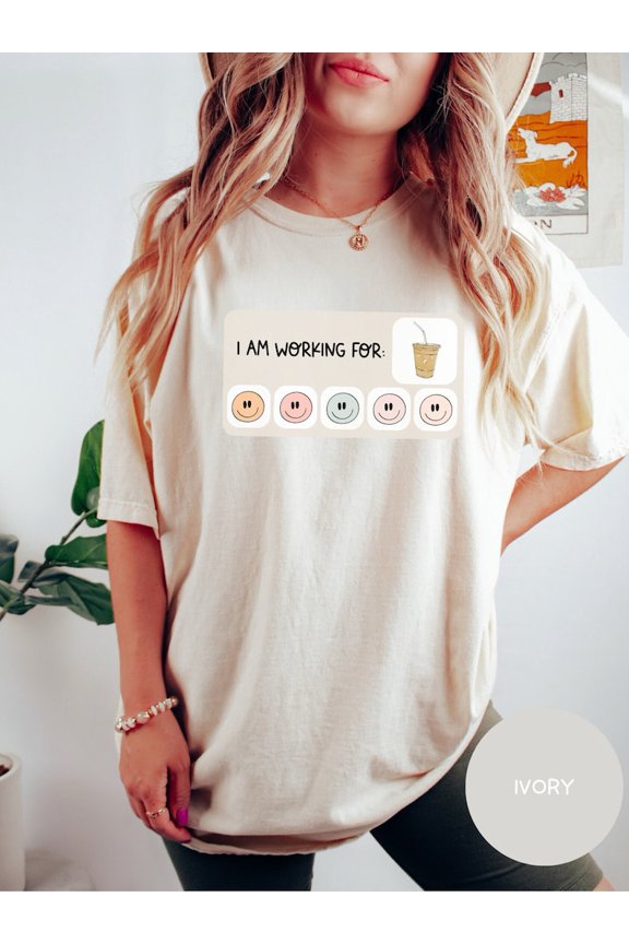 Star Chart Coffee Smiley Graphic Tee, Retro Groovy Classroom Theme Design Comfort Colors Unisex Cotton T-Shirt, Size S-3XL