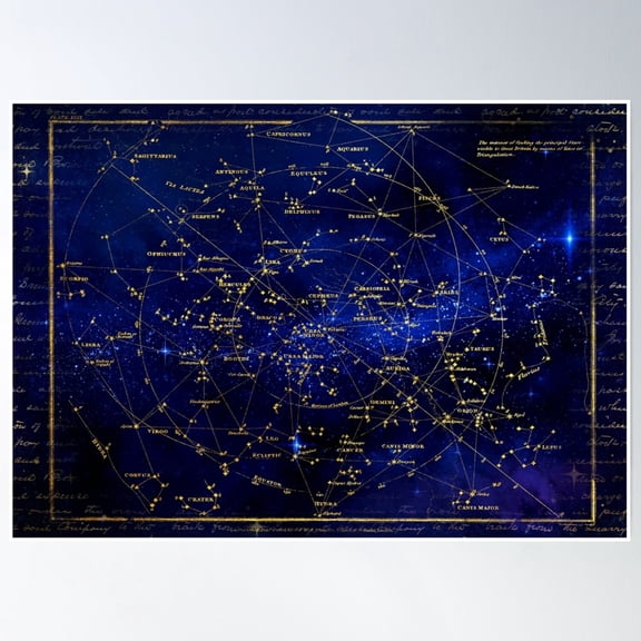 Star Chart Poster UNFRAMED PAPER POSTER, Home Decor, Vintage Gift, Living Room Dercor