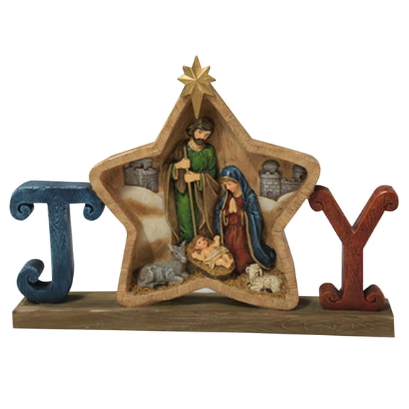Star Christian Jesus Nativity Scene Decoration Tabletop Figurine Resin Crafts