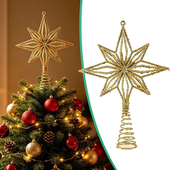 Star Christmas Tree Topper,Christmas Decorations,gold christmas tree topper,star tree topper,Glitter Star Christmas Tree Topper,for Small Christmas Tree Home Holiday Xmas Party Outdoor Decor
