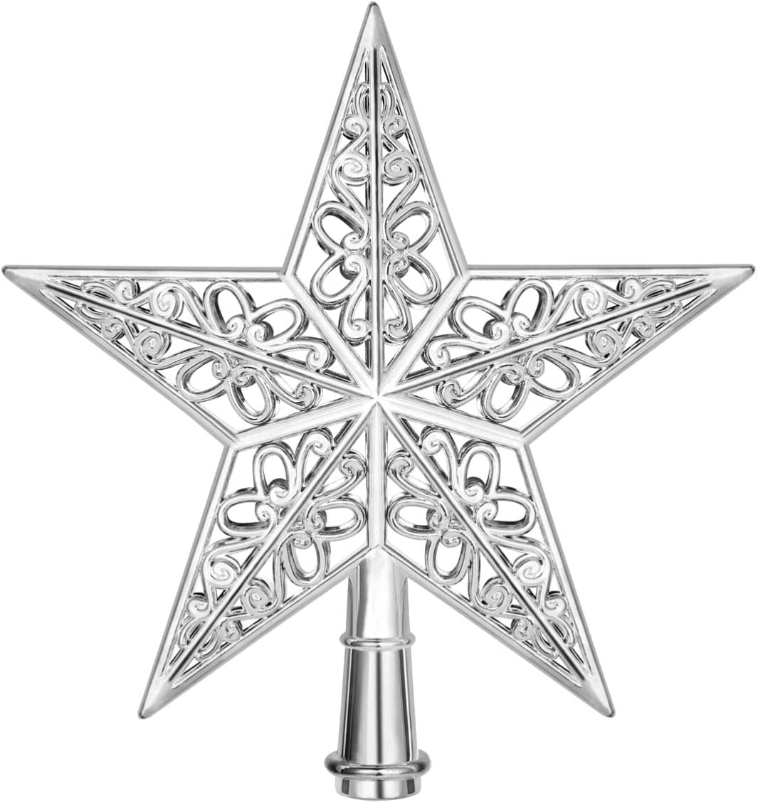 Star Christmas Tree Topper Hollowedout Silver Christmas Tree Top Xmas