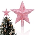 thumbnail image 1 of Star Christmas Tree Topper, Shatterproof Plastic Material with Glitter Finish, Reusable Xmas Tree Decoration for Holiday Parties and Home Use, Pink, 1 of 6