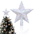 thumbnail image 1 of Star Christmas Tree Topper, Shatterproof Plastic Material with Glitter Finish, Reusable Xmas Tree Decoration for Holiday Parties and Home Use, White, 1 of 5