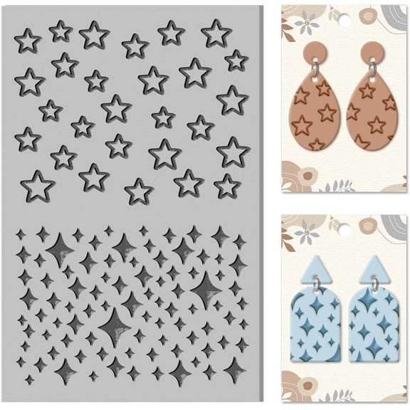 Star Clay Texture Mat Pentagram Clay Modeling Pattern Pad Tetragram Clay Texture Sheets for Polymer Clay Making Earrings Jewerly Tools 42.6inch 1pc