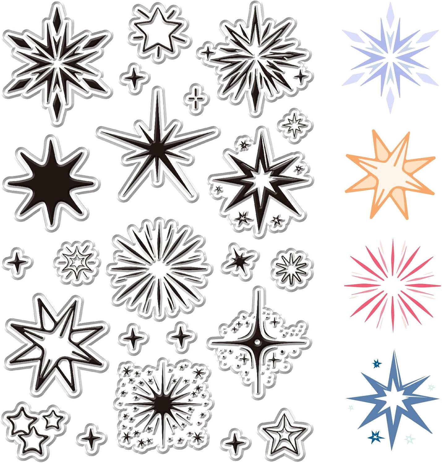 Star Clear Rubber Stamps Reusable Transparent Silicone Stamp Seals for ...