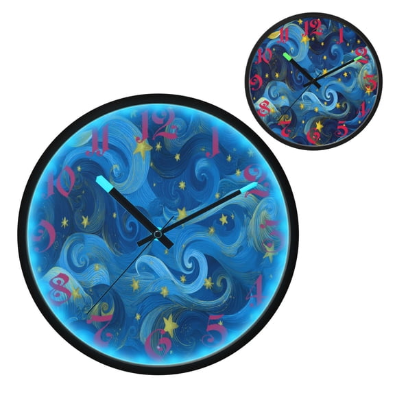 Star Cloud Night Sky Luminous Wall Clock with Sound-Activated LED 12-Inch Silent Acrylic Timepiece for Bedroom Livingroom or Office
