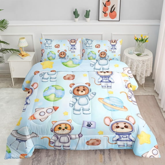 Star Comforter Set Colorful Stars Printed Pattern Bedding Set with 1 Comforter and 2 Pillowcases for Girls Boys Bedroom All Season(Colorful Stars )