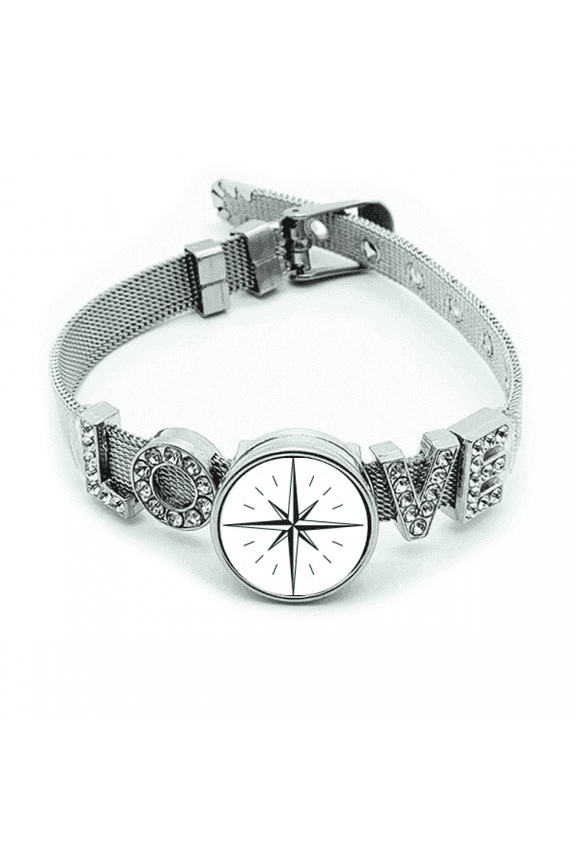 Star Compass Flashing Direction Bracelet Wristband Crystal Love Adjustable Bangle