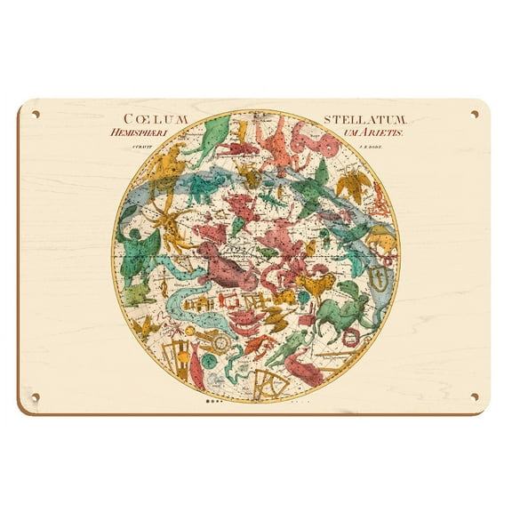 Star Constellation Chart - Vintage Celestial Map by Johann Elert Bode c.1801 - 8 x 12 inch Vintage Wood Art Sign