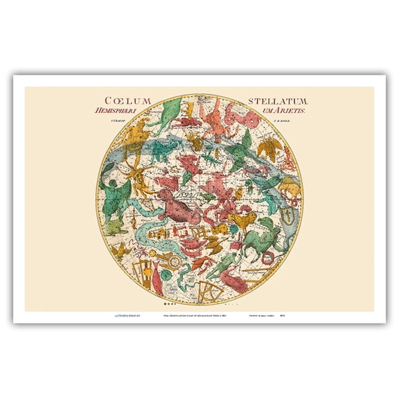 Star Constellation Chart - Vintage Celestial Map by Johann Elert Bode c.1801 - Master Art Print (Unframed) 12in x 18in