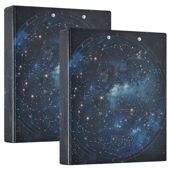 Star Constellation Hardcover 3 Ring Binder 1.5” Round Rings Letter Size Paper Pockets for School Office Supplies