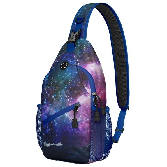 Star Constellation Sling Backpack, Moon and Stars Design, Galaxy Nebula Crossbody Bag for Outer Space Enthusiasts