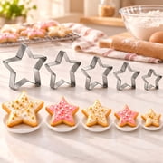 Star Cookie Cutters Set of 5, Stainless Steel Star Baking Molds Biscuit Cutters for Sandwiches, Biscuits, Fondant