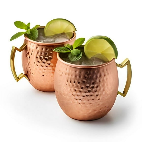 Star Crafts 2pc Copper Finish Hammered Moscow Mule Mug Set 16 oz Each