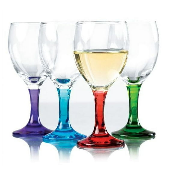 Star Crafts 4pc Imperial 300 ml Goblet Set with Color Base & Stem Elegant Glassware for Any Occasion
