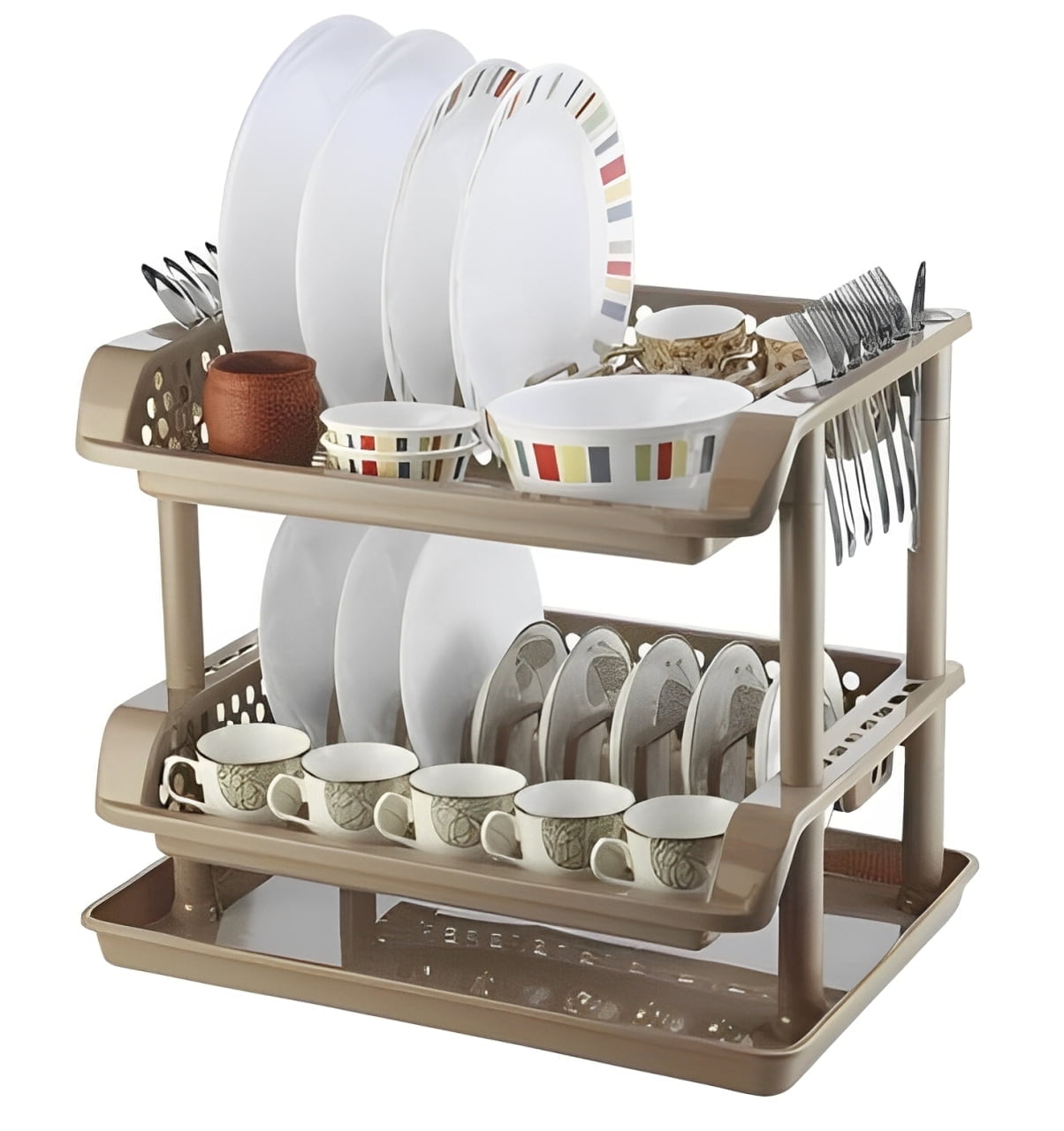 Star Crafts Plastic Dish Rack 2 Tier With draining Tray Compact and Durable Kitchen Organizer for house hold