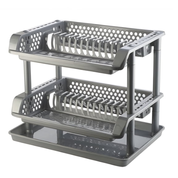 Star Crafts Plastic Dish Rack 2 Tier With draining Tray Compact and Durable Kitchen Organizer for house hold