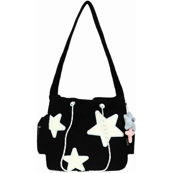 Star Crossbody Bag Women Corduroy Tote Bag Aesthetic Messenger Bag Cute Shoulder Bag Y2K Hobo Bag