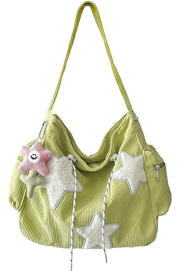 Star Crossbody Bag Women Corduroy Tote Bag Aesthetic Messenger Bag Cute Shoulder Bag Y2K Hobo Bag